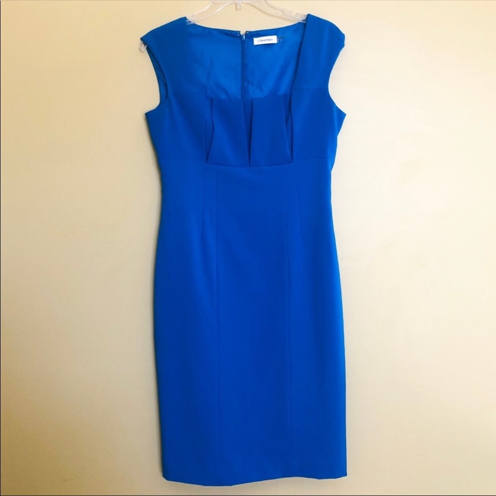 Calvin Klein ultramarine blue pleated dress